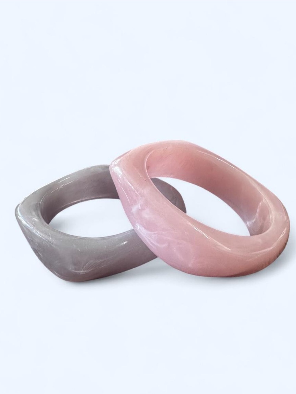 Pink and Gray Resin Bangle Set - Women Accessories